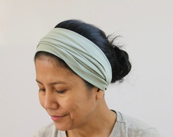 Dusty Mint Wide Headbands For Women, Stretchy Headband, Wide Yoga Headband, Workout Headband, Running Headband, Travel Headwrap, Hair Band