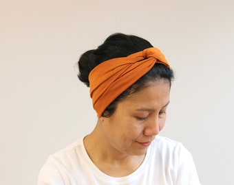 Cognac Twist Headbands For Women, Twisted Headwrap, Adult Twist Headband, Twist Headband, Stretchy Jersey Cotton Headband