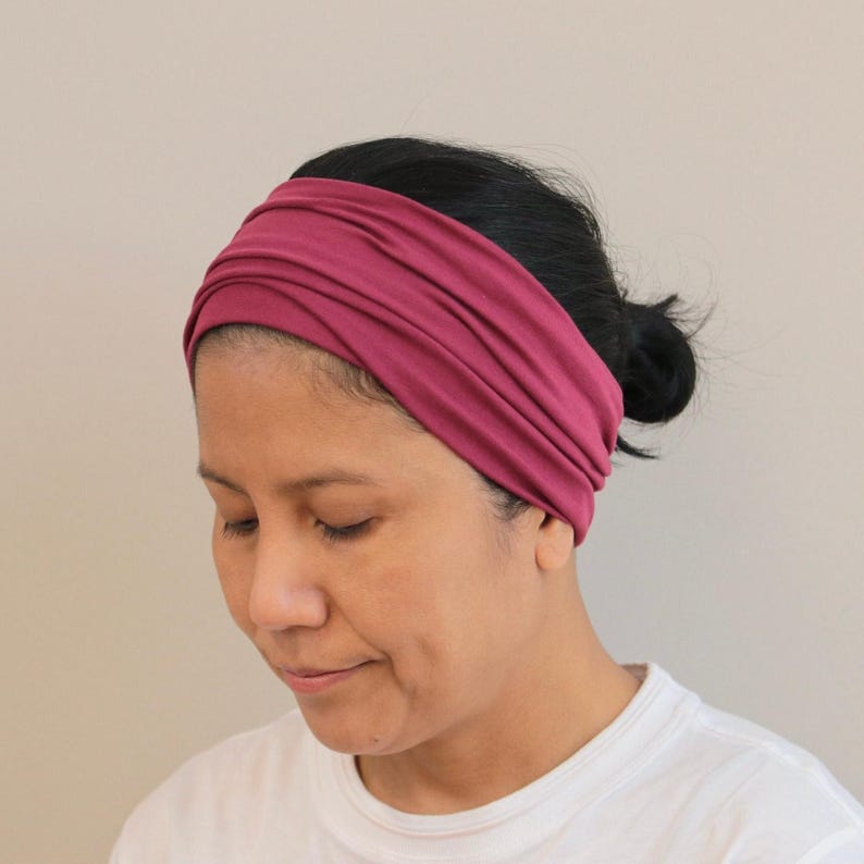 Bordeaux Wide Headbands For Women, Bordeaux Wide Boho Head- wrap, Bohemian Head- cover, Hippie Hairband, Yoga Bandana, Boho Turban