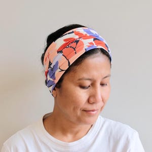 Faixas de cabeça largas e coloridas estampadas para mulheres, faixa de cabeça larga de algodão elástico, faixa de cabeça larga para ioga, turbante largo, bandana larga, bandana hippie