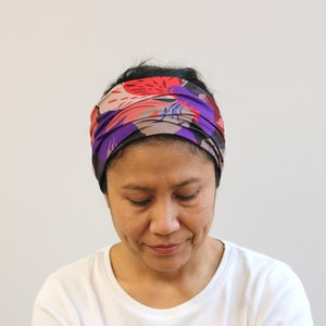 Wide headband for women, Wide adult head wrap, Wide women turban, Wide yoga headband, Wide Bandana, Stretchy headband, Hair band, Women gift image 5