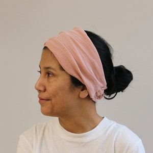 Muslin Dusty Rose Double Gauze Wide Headband For Women, Women Wide Head-cover, Muslin Women Head-wrap, Wide Turban, Muslin Headbands image 6