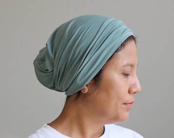 Soft Bamboo Beanie Slouchy Hat / Soft Breathable Knit Cap / Sage Green Lightweight Hats / Unisex Everyday Wear Headcover / Color Options