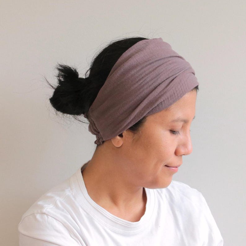 Muslin Headbands For Women, Wide Soft Headband For Women, Unisex Wide Head-cover, Muslin Man Head-wrap, Wide Turban, Double- GauzeHeadbands
