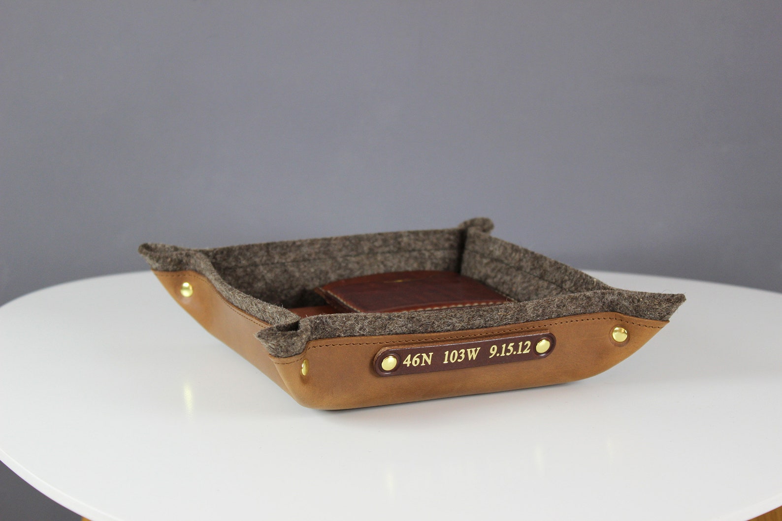 7th year anniversary wool copper gift Leather Catch all Valet Etsy