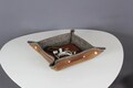7th year copper anniversary gift for husband wife, Monogram wool leather catch all valet tray for man woman him, Personalized leather gift product logo