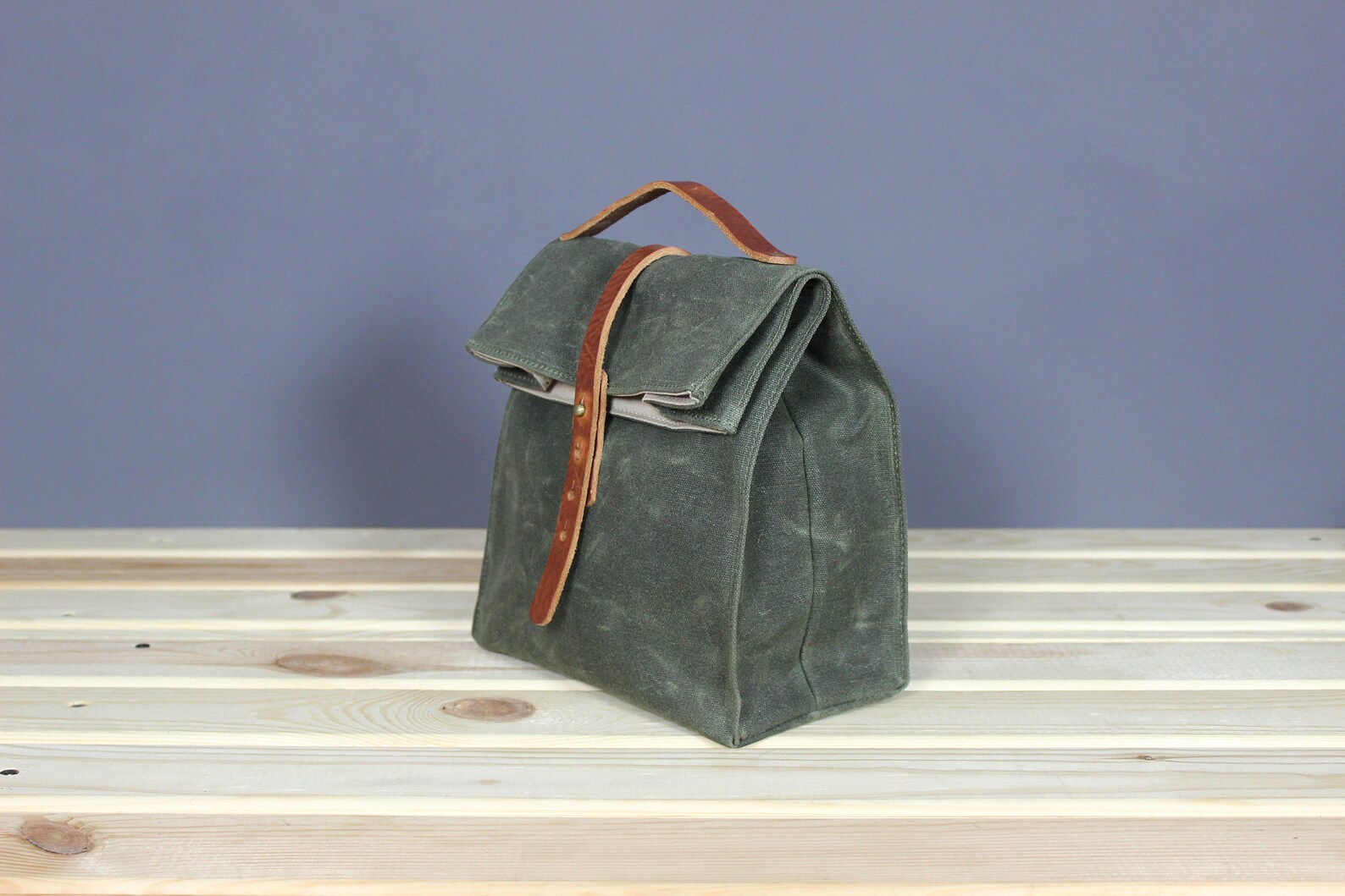 Waxed Canvas Lunch Bag Personalized Vintage Box Old Food Etsy