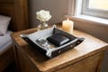Personalized 7th Anniversary Gift for Husband, Copper and Wool Leather Valet Tray, 7 Year Wedding Nightstand Organizer, Men's Catchall product logo