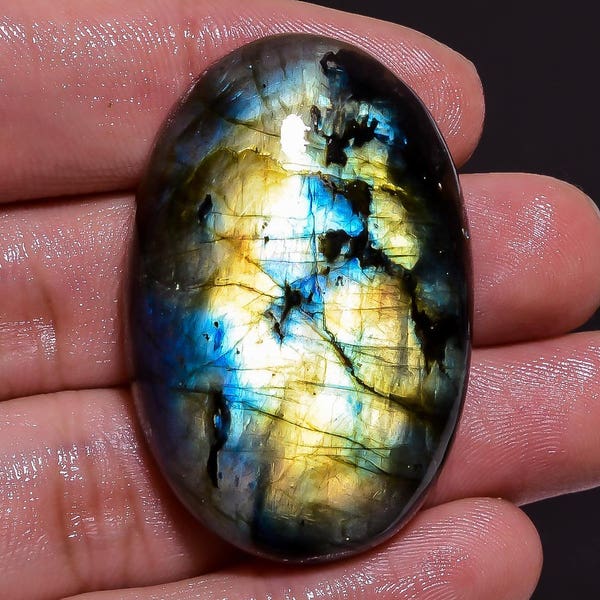 Natural Labradorite Cabochon AAA Quality Oval Gemstone, Labradorite Jewelry Loose Multi Fire Labradorite 41x27x10 MM Approx 95.50 Cts AM 336