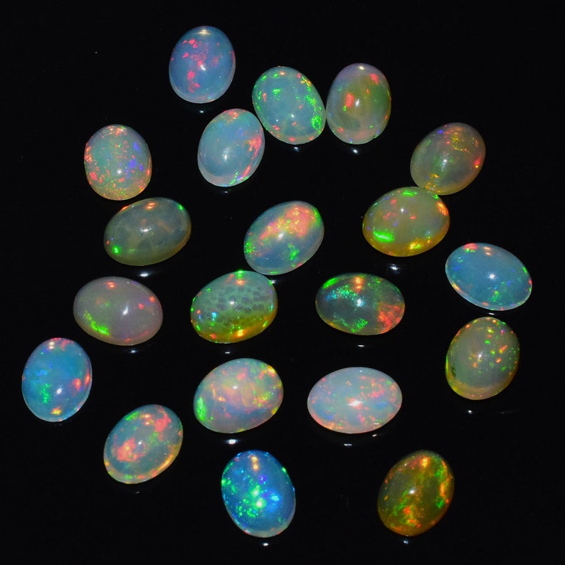 Opal Cabochon Opal Jewelry Ethiopian Opal Opal 8x6 MM AM 5751 2 Pcs Lot Top Quality Natural Ethiopian Opal Gemstone Cabochon
