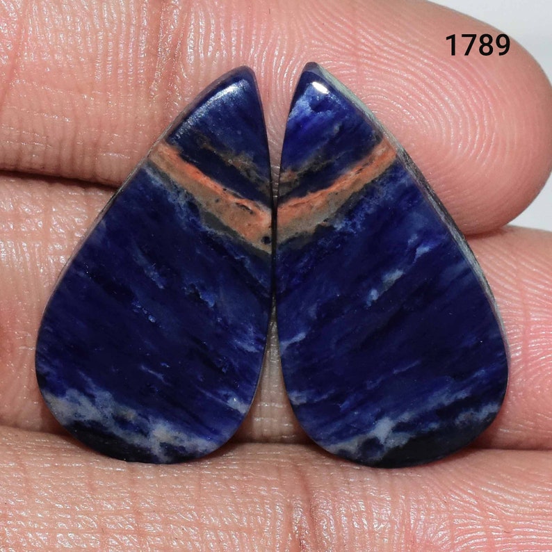 Matched Pair Natural Sodalite Cabochon Sodalite Gemstone Pair In Low Price Cabochon, Sodalite Pair Sodalite Sodalite For Use Jewelry