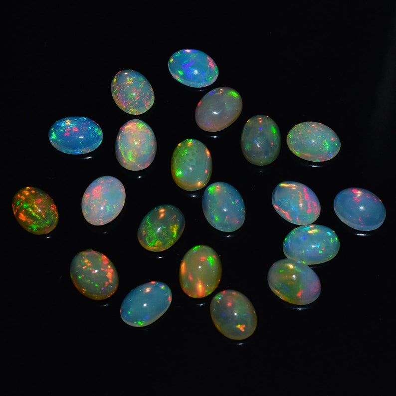 Opal Cabochon Opal Jewelry Ethiopian Opal Opal 8x6 MM AM 5751 2 Pcs Lot Top Quality Natural Ethiopian Opal Gemstone Cabochon