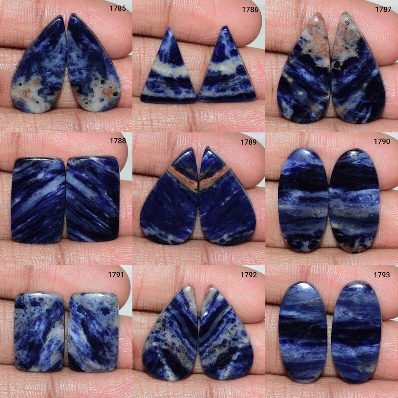 Matched Pair Natural Sodalite Cabochon Sodalite Gemstone Pair In Low Price Cabochon, Sodalite Pair Sodalite Sodalite For Use Jewelry