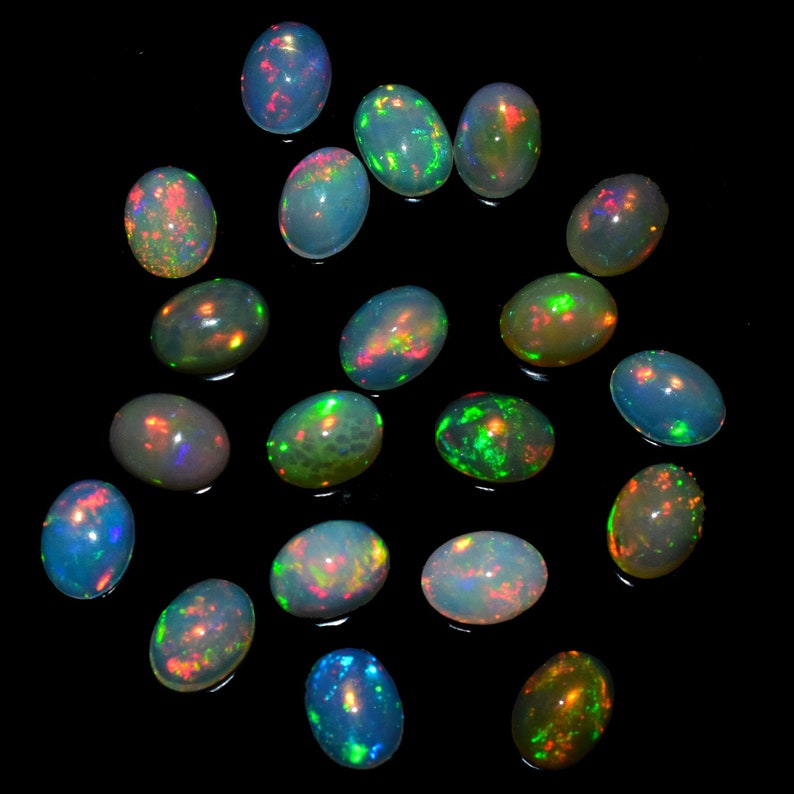 Opal Cabochon Opal Jewelry Ethiopian Opal Opal 8x6 MM AM 5751 2 Pcs Lot Top Quality Natural Ethiopian Opal Gemstone Cabochon