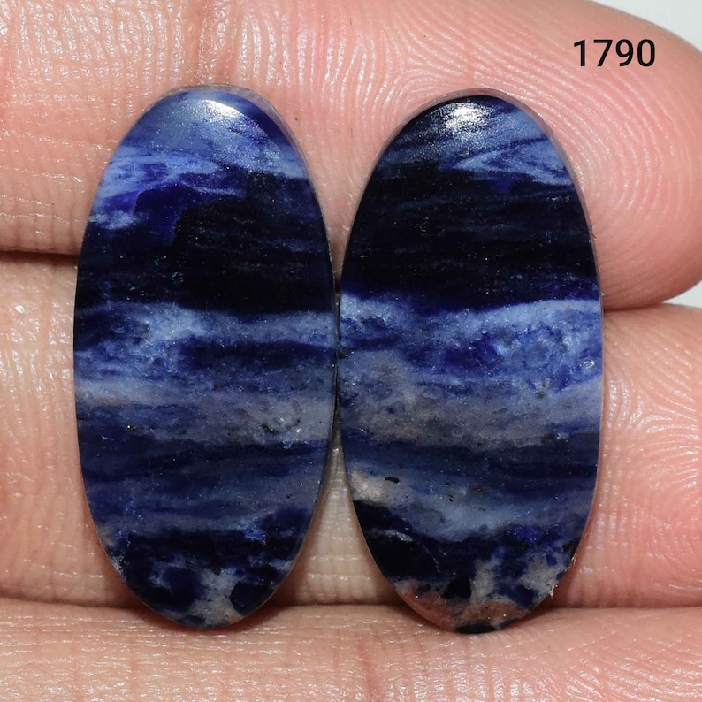 Matched Pair Natural Sodalite Cabochon Sodalite Gemstone Pair In Low Price Cabochon, Sodalite Pair Sodalite Sodalite For Use Jewelry