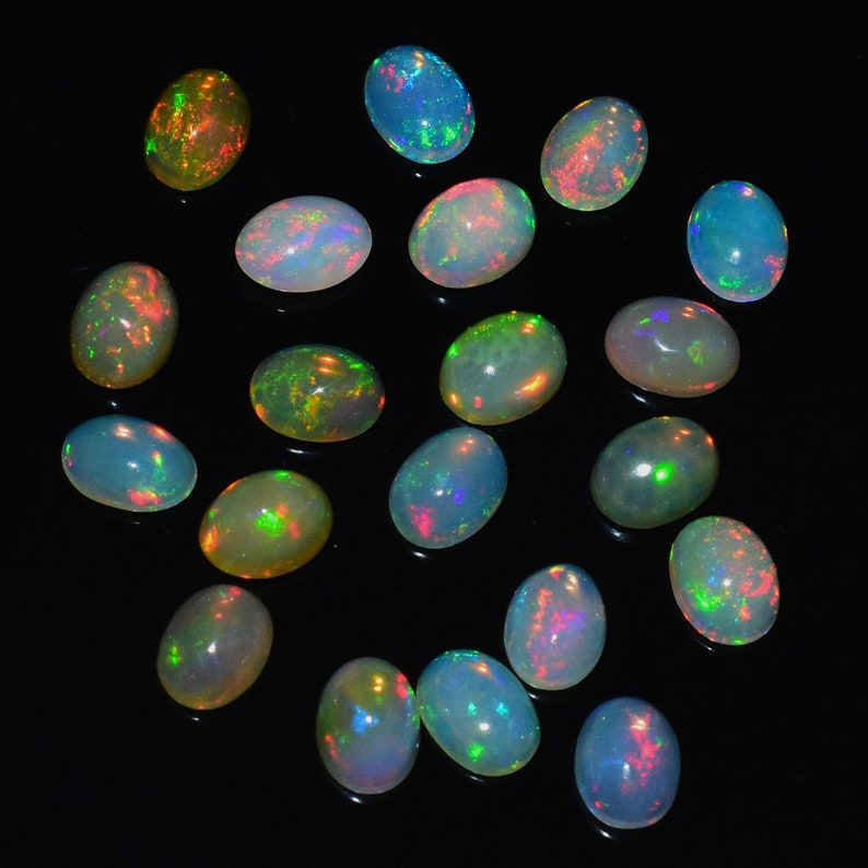 Opal Cabochon Opal Jewelry Ethiopian Opal Opal 8x6 MM AM 5751 2 Pcs Lot Top Quality Natural Ethiopian Opal Gemstone Cabochon