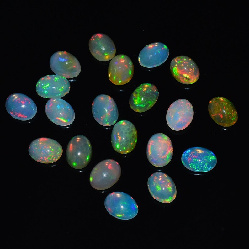Opal Cabochon Opal Jewelry Ethiopian Opal Opal 8x6 MM AM 5751 2 Pcs Lot Top Quality Natural Ethiopian Opal Gemstone Cabochon