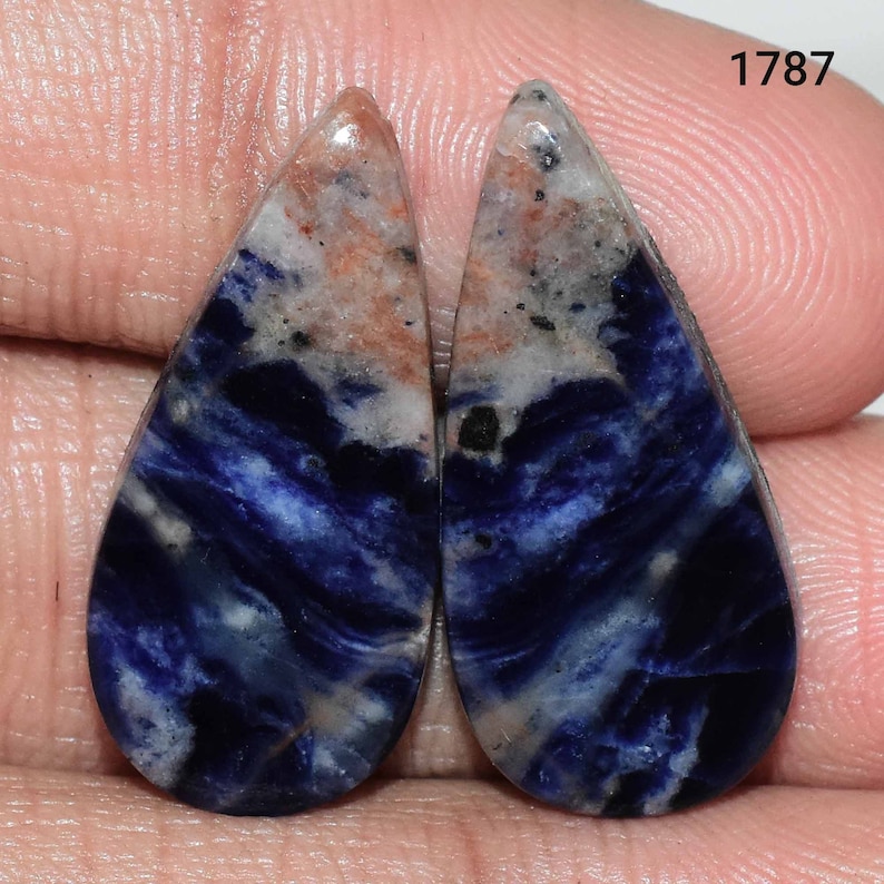 Matched Pair Natural Sodalite Cabochon Sodalite Gemstone Pair In Low Price Cabochon, Sodalite Pair Sodalite Sodalite For Use Jewelry