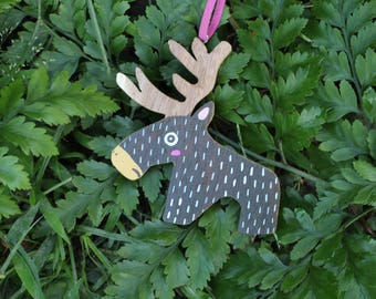 Christmas ornaments,deer ornaments,moose keyring,keychain,Christmas gift,gift for her,gift for him,accessories,christmas moose,wooden moose