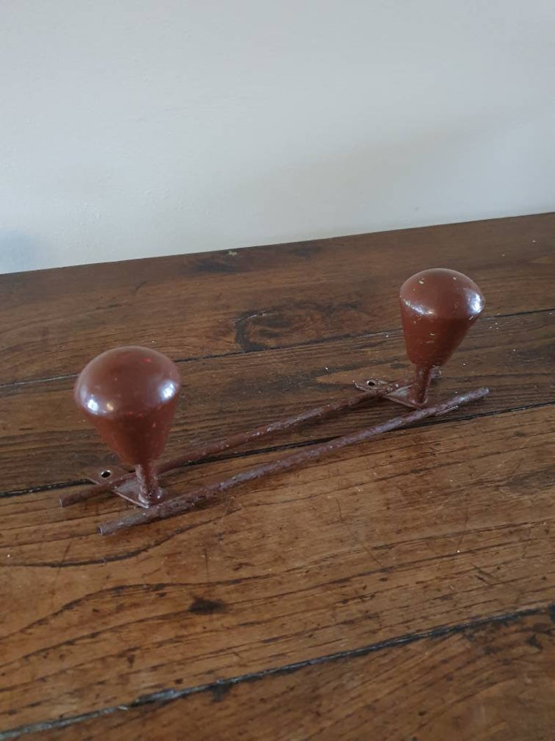 Vintage painted French Wood and metal coat hook Vintage painted French Wood and metal coat hook