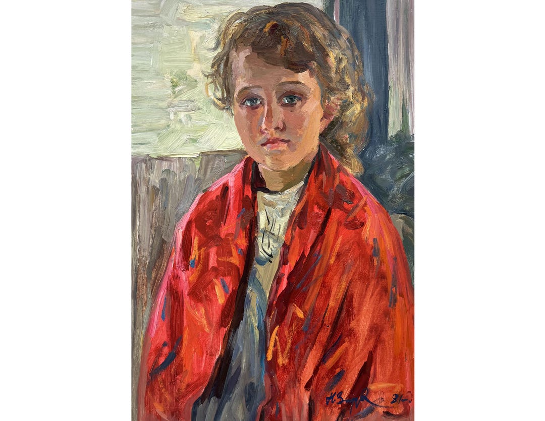 Vintage Original Oil Painting Portrait of a Girl by Ukrainian Artist N ...