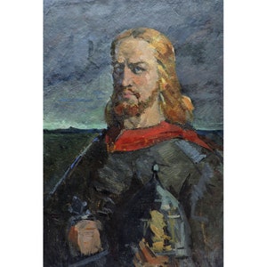 Pintura al óleo original de mediados de siglo Retrato de caballero histórico del artista ucraniano O. Maksimenko, 1946, Retrato de un hombre, Retrato de un príncipe