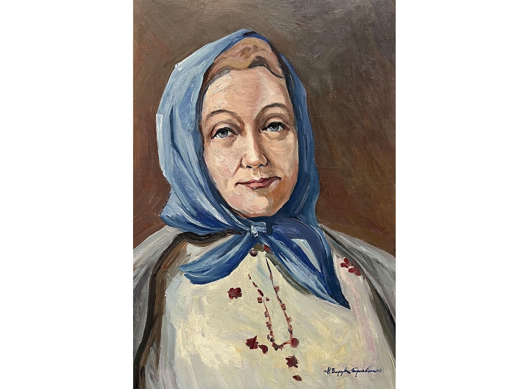 Antique Original Oil Painting Portrait of a Woman by Ukrainian Artist N ...