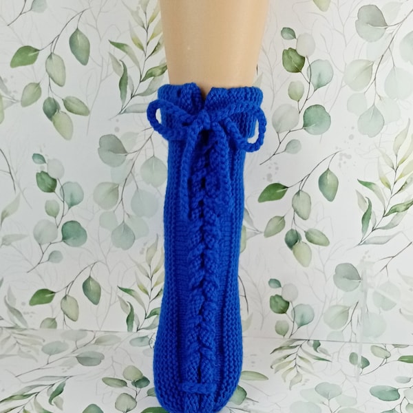 Chaussons de nuit cocconing laine bleue Roy Taille Unique