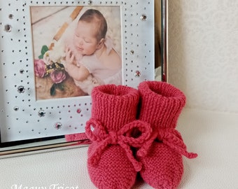 Bottons bébé naissance laine layette rose framboise foncé