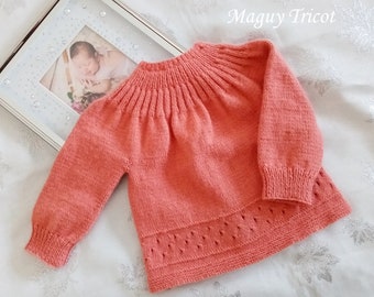 Brassière Layette bébé laine corail orangé brique naissance à 3 mois