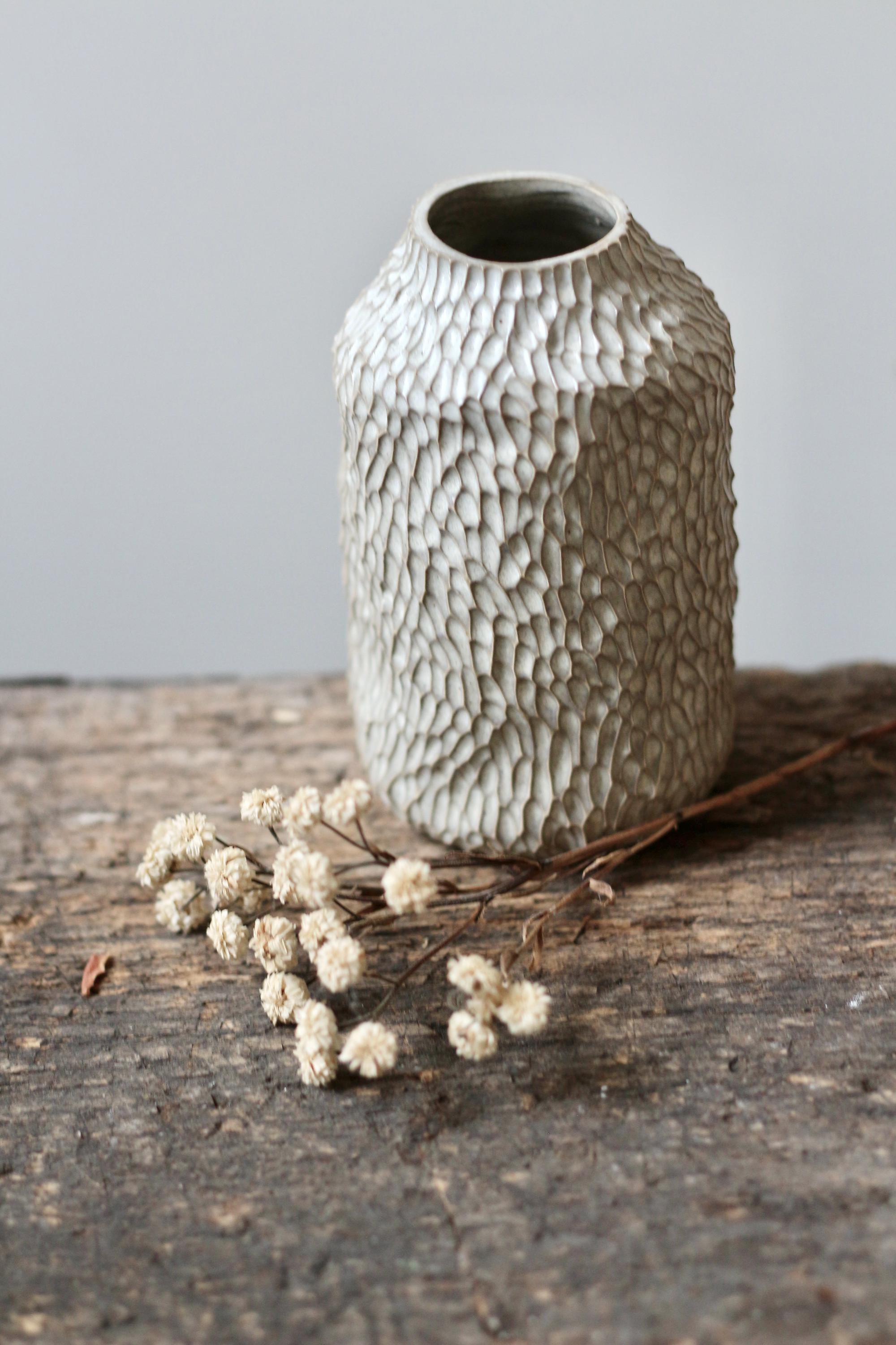 Vase gravé en grès 14cm — Beyit