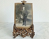Photo frame bronze frame chiseled flower Art Nouveau-21352