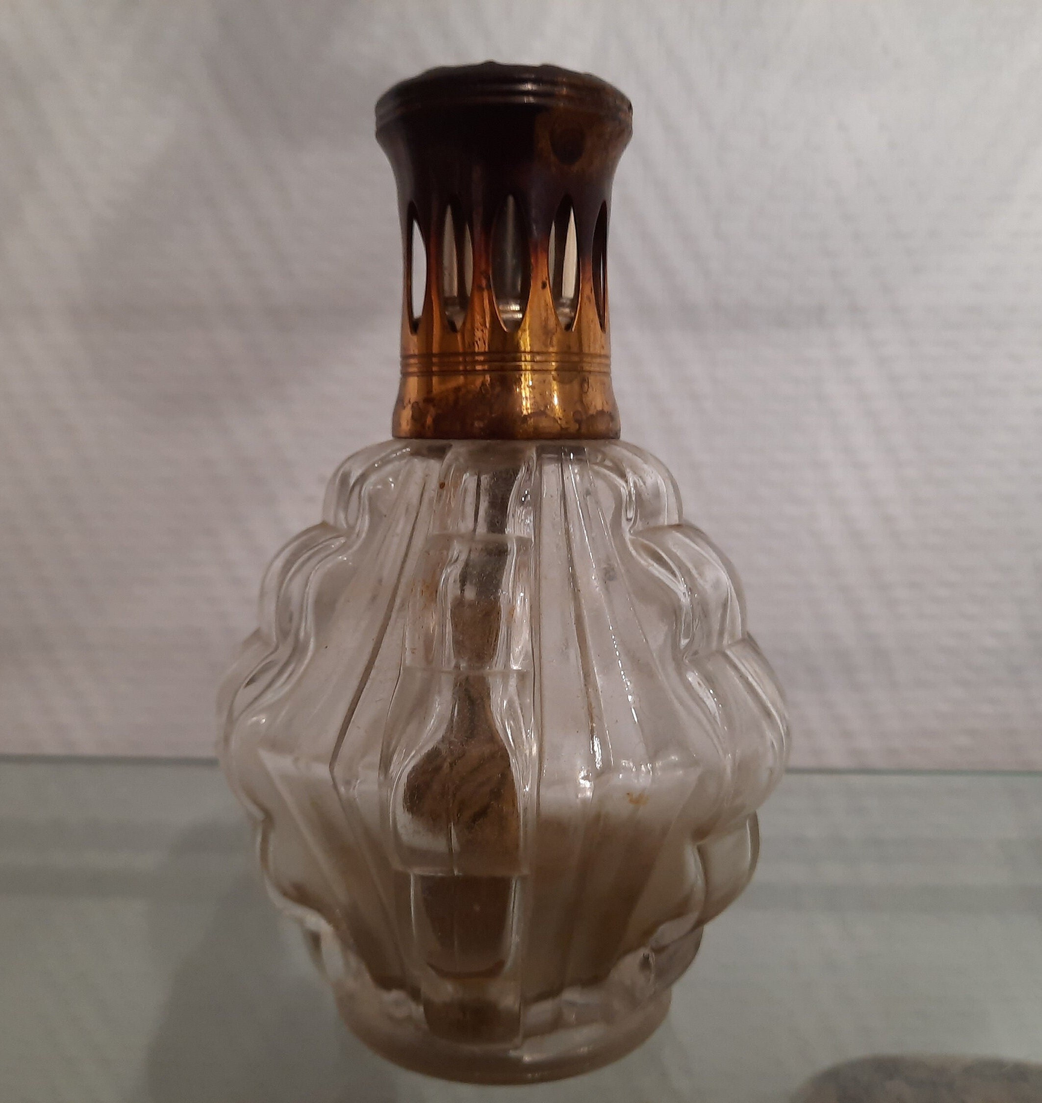 Lampe Berger Verre Moulé Époque Art Déco Brûle Parfum - 339A