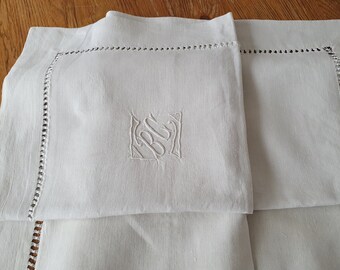 Old linen pillowcase day monogram BG - 155