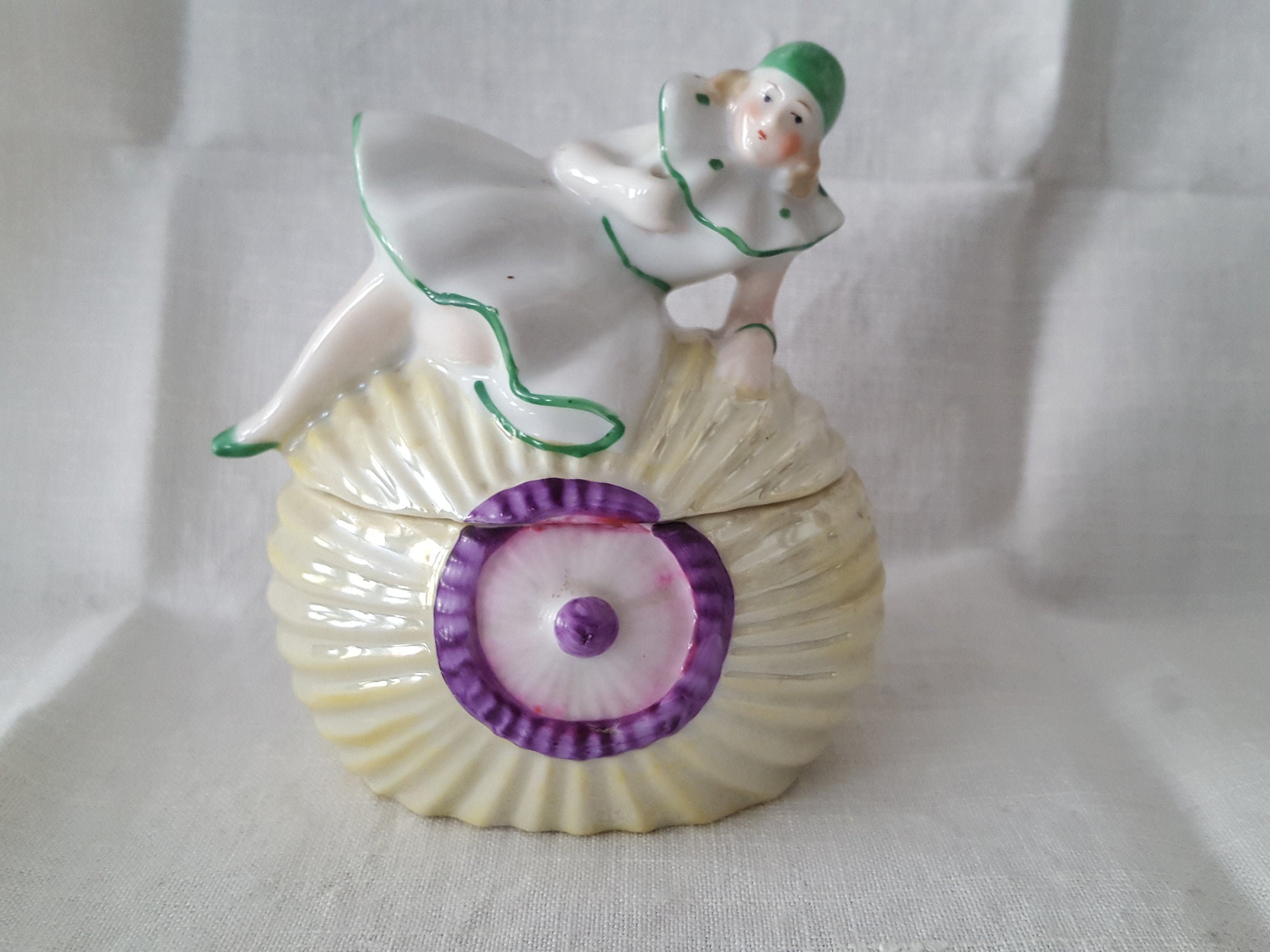 Lengthy Colombine Porcelain Box Bathing Art Deco Era Etsy