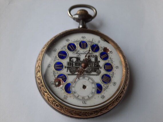 Montre à Gousset Régulateur Français Vintage En Laiton - Mécanique 1880 - Objet De Collection N4392