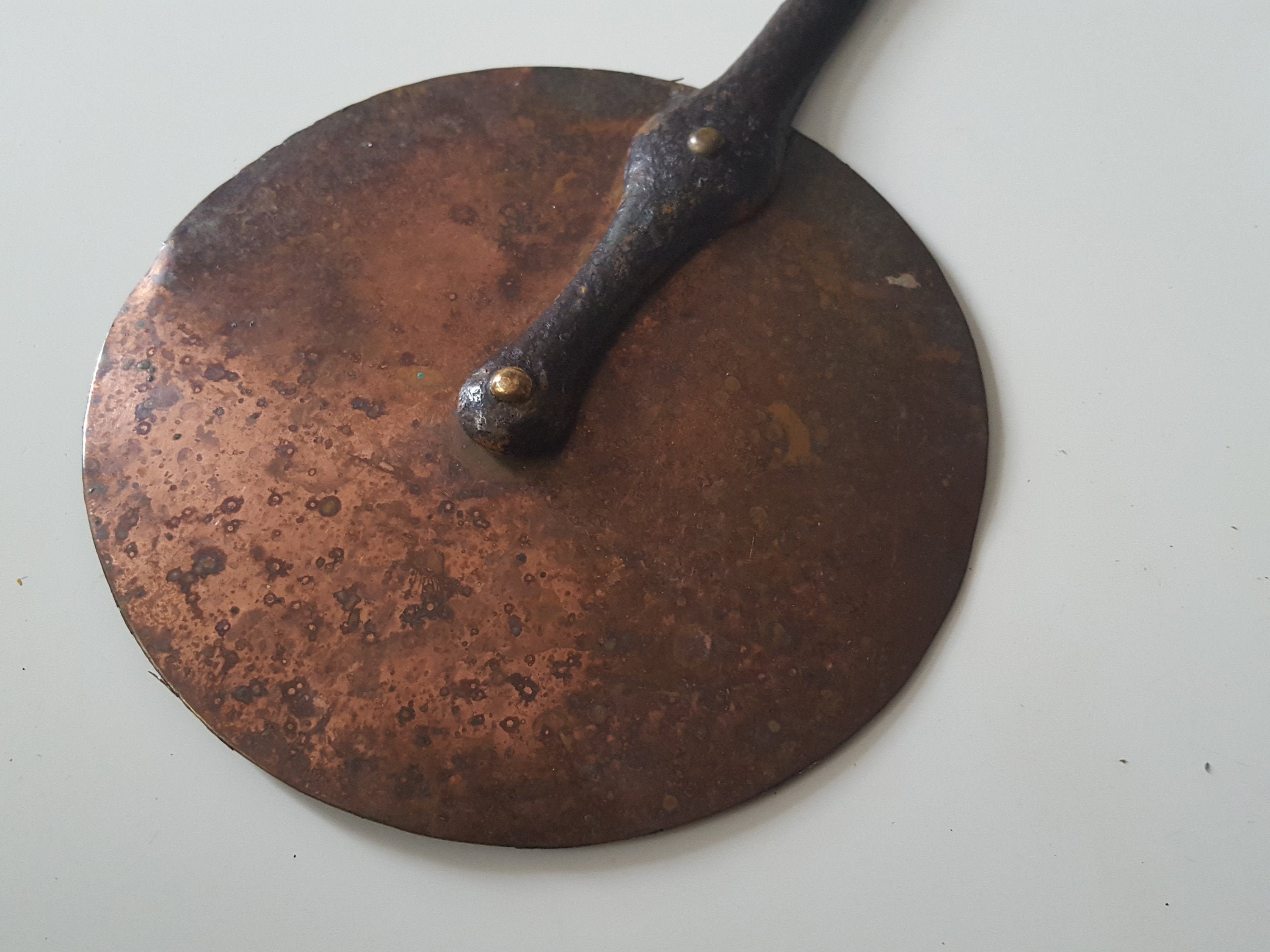 Ancien Couvercle de Casserole en Cuivre Xix Diamètre 16.5 cm 22034