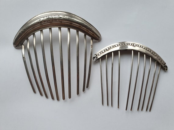2 old hair combs in solid silver - image 1