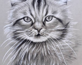 Pet portrait owner personalised gift. Hand drawn. 1-6 pets or pet and owners. Pet owner birthday gift. Charcoal high contrast A5, A4, A3.