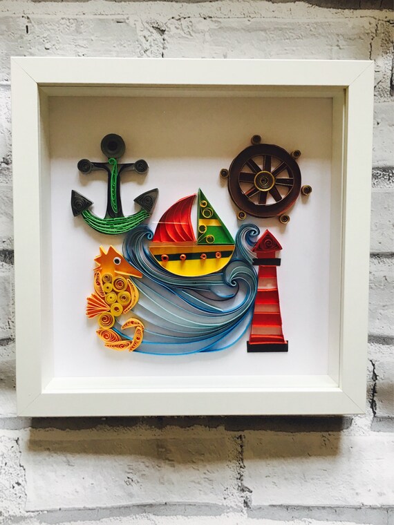 Papier Gefedert Nautischen Themenrahmen Nautische Thema Etsy