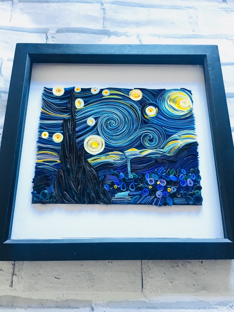 Paper Quilled Starry Night Van Gogh Etsy Norway