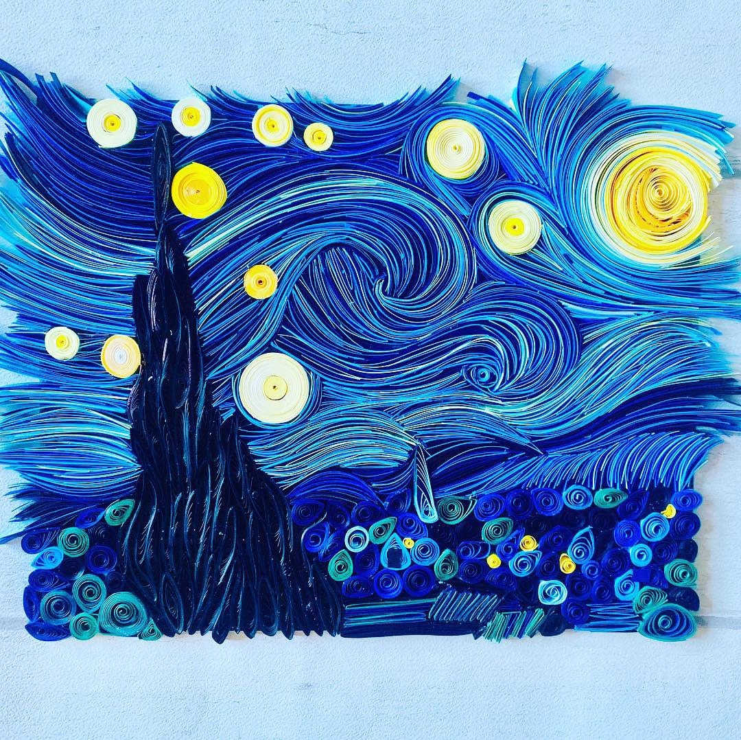 Papel quilled Noche estrellada van gogh Etsy