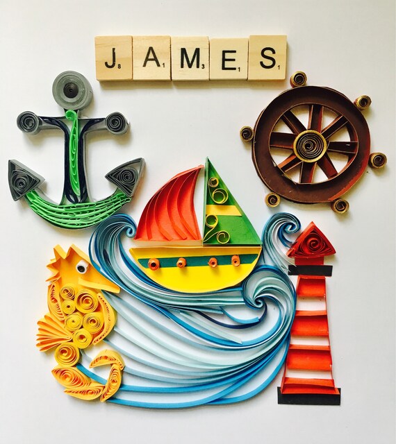 Papier Gefedert Nautischen Themenrahmen Nautische Thema Etsy