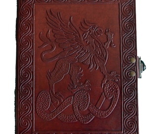 Handmade Griffin Leather Notebook 8" x 6", Halloween Special Gift