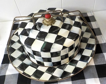 MacKenzie-Childs Courtly Check Cake Carrier lot 2332