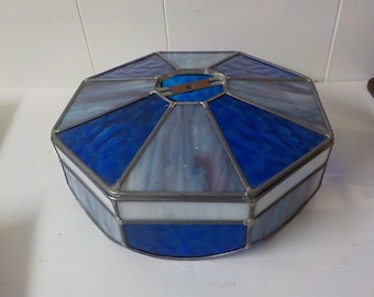 Antique Stained Glass Lamp Shade Arts & Crafts Slag Ceiling Glass 12” Leaded 2302