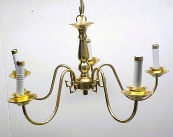 Vintage Brass 5 Arm Chandler Ceiling Light New Old Stock item no 066