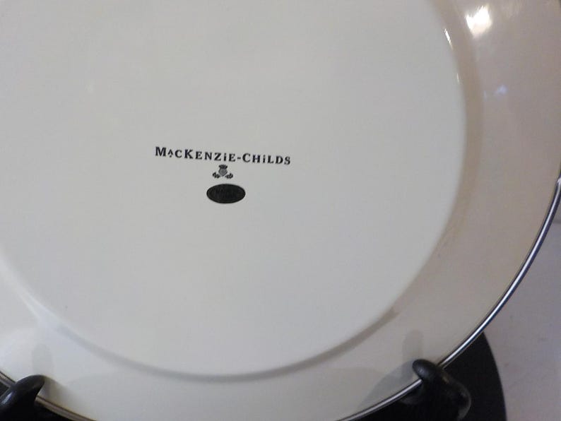 Mackenzie Childs Courtly Check Enamelware 10 1/2" Dinner Plate lot 2463 image 3