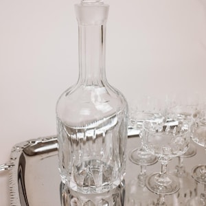 Set of 4 vintage crystal liqueur glasses with matching crystal decanter