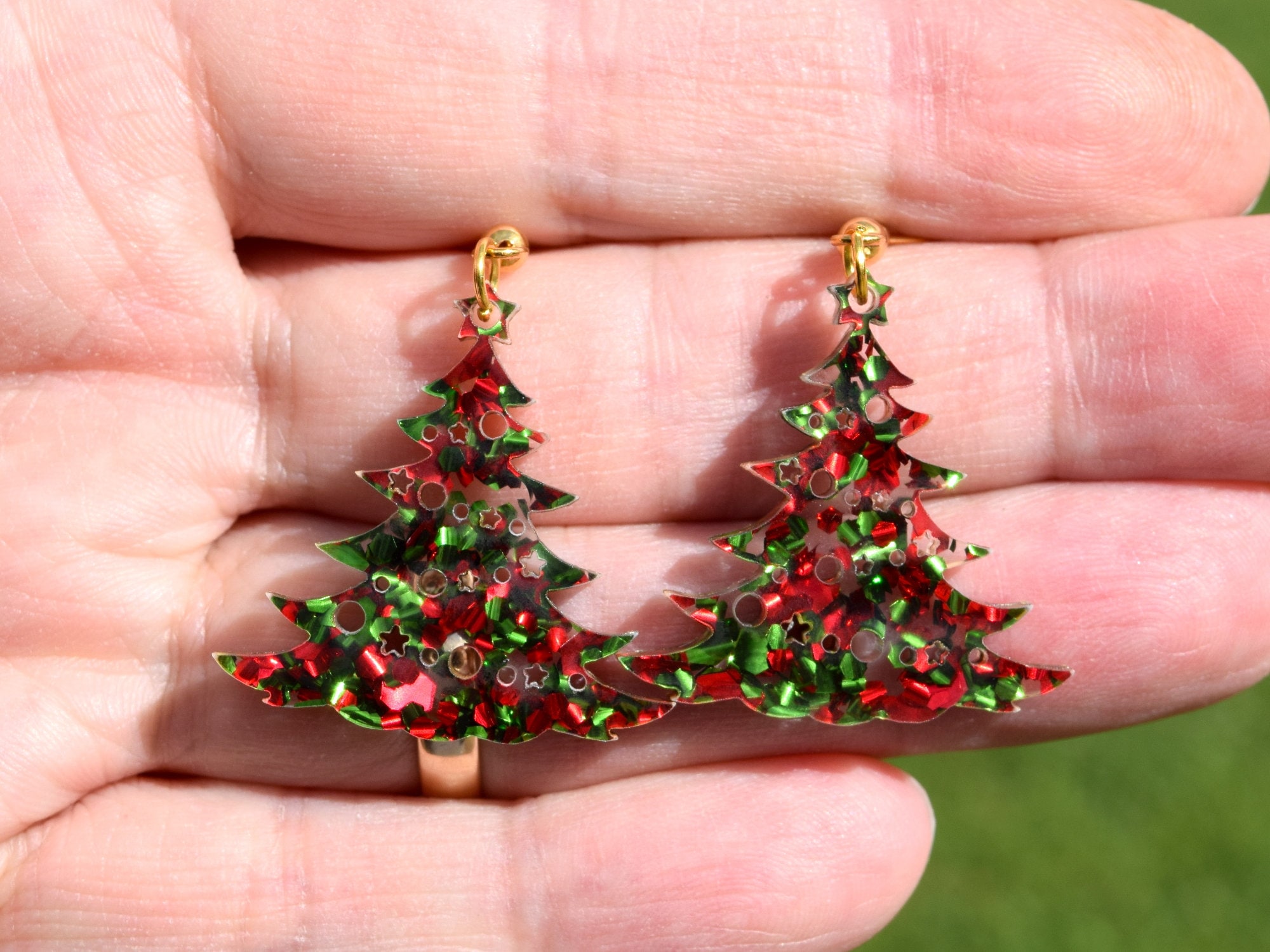 Christmas Tree Earrings Christmas earrings modern acrylic Etsy